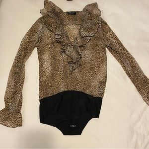 Zara leopard print blouse bodysuit